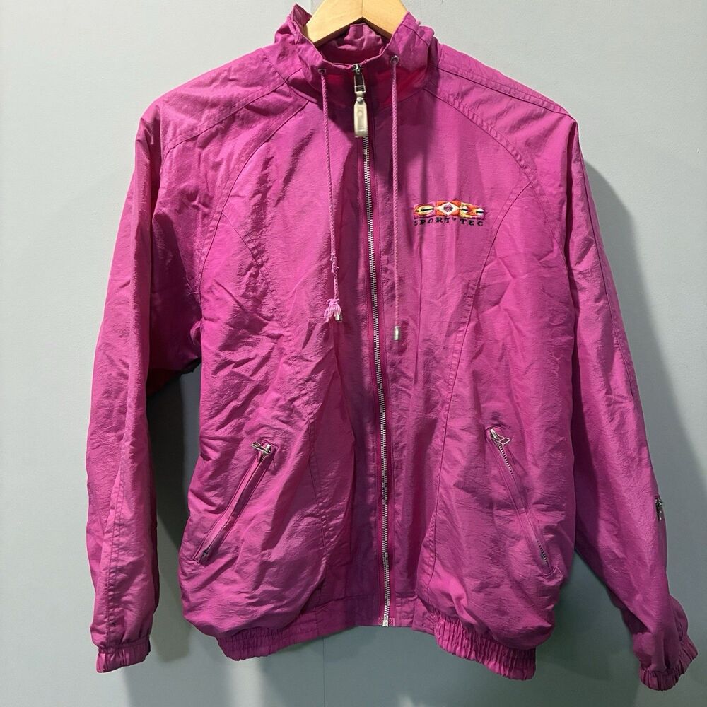 Vintage Catalina Hot Pink Full Zip Windbreaker Jacket Sz Small Barbie Yacht